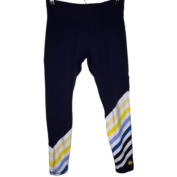 Tory Burch Sport x Soulcycle Navy Blue Stripe Leggings Size Med Limited Edition - Picture 13 of 13